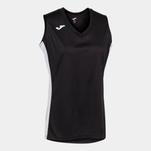 JOMA CANCHA III T-SHIRT WHITE-BLACK SLEEVELESS
