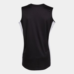 JOMA CANCHA III T-SHIRT WHITE-BLACK SLEEVELESS