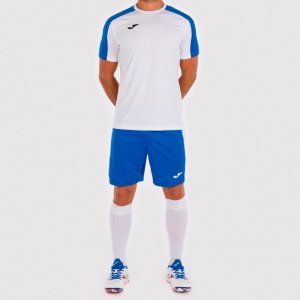 JOMA ACADEMY T-SHIRT WHITE-ROYAL S/S