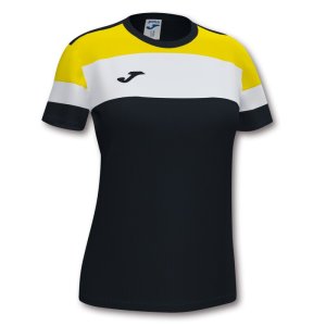JOMA CREW IV WOMEN COTTON T-SHIRT BLACK-YELLOW S/S