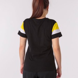 JOMA CREW IV WOMEN COTTON T-SHIRT BLACK-YELLOW S/S