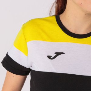 JOMA CREW IV WOMEN COTTON T-SHIRT BLACK-YELLOW S/S