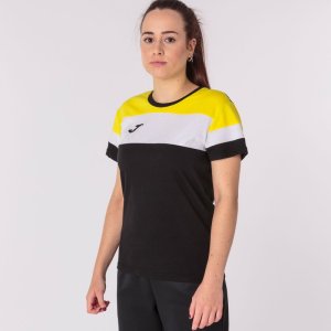 JOMA CREW IV WOMEN COTTON T-SHIRT BLACK-YELLOW S/S