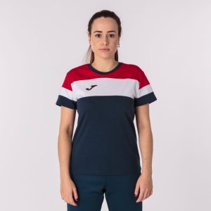 JOMA CREW IV WOMEN COTTON T-SHIRT DARK NAVY-RED S/S