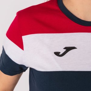JOMA CREW IV WOMEN COTTON T-SHIRT DARK NAVY-RED S/S