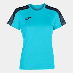 JOMA ACADEMY T-SHIRT FLUOR TURQUOISE-DARK NAVY S/S