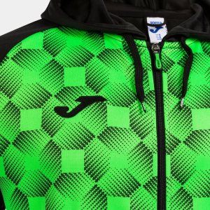 JOMA SUPERNOVA III ZIP-UP HOODIE BLACK FLUOR GREEN