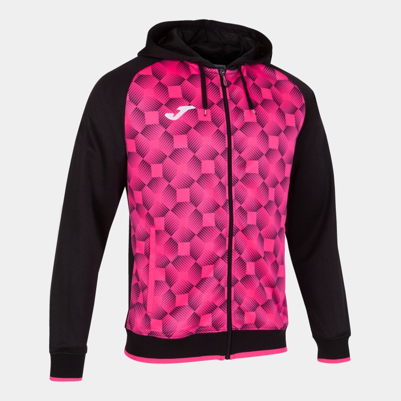 JOMA SUPERNOVA III ZIP-UP HOODIE BLACK FLUOR PINK