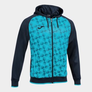 JOMA SUPERNOVA III ZIP-UP HOODIE NAVY FLUOR TURQUOISE