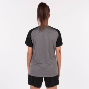 JOMA ACADEMY IV SHORT SLEEVE T-SHIRT MELANGE GRAY BLACK