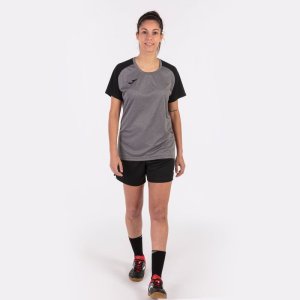 JOMA ACADEMY IV SHORT SLEEVE T-SHIRT MELANGE GRAY BLACK