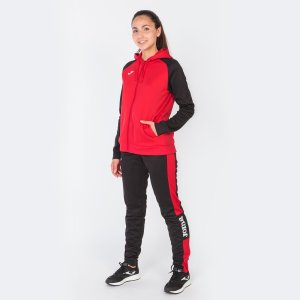 JOMA HOODED JACKET WOMAN ACADEMY IV RED BLACK