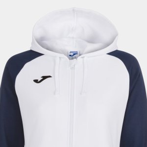 JOMA HOODED JACKET WOMAN ACADEMY IV WHITE NAVY BLUE