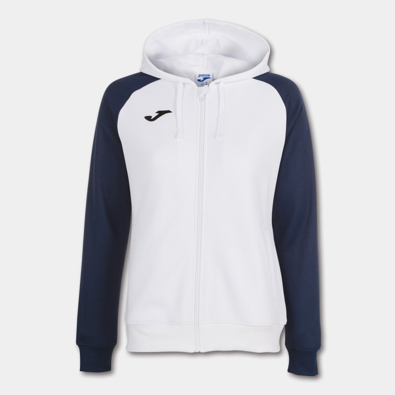 JOMA HOODED JACKET WOMAN ACADEMY IV WHITE NAVY BLUE