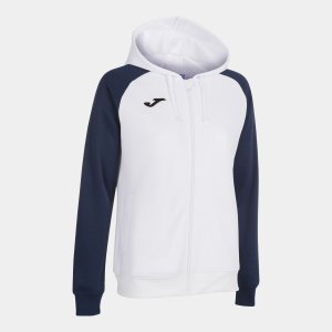 JOMA HOODED JACKET WOMAN ACADEMY IV WHITE NAVY BLUE