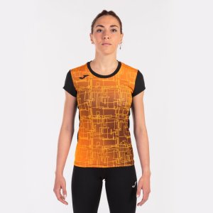 JOMA ELITE VIII SHORT SLEEVE T-SHIRT BLACK ORANGE