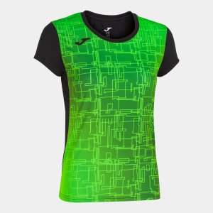 JOMA ELITE VIII SHORT SLEEVE T-SHIRT BLACK FLUOR GREEN