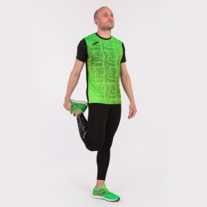 JOMA ELITE VIII SHORT SLEEVE T-SHIRT BLACK FLUOR GREEN