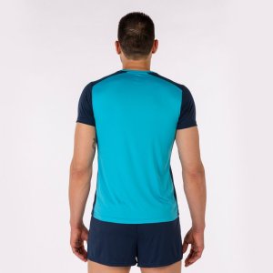 JOMA RECORD II SHORT SLEEVE T-SHIRT FLUOR TURQUOISE-NAVY
