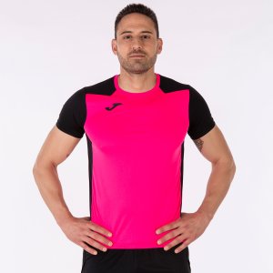 JOMA RECORD II SHORT SLEEVE T-SHIRT FLUOR PINK BLACK