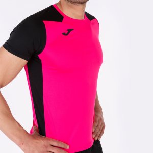 JOMA RECORD II SHORT SLEEVE T-SHIRT FLUOR PINK BLACK