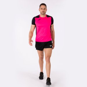 JOMA RECORD II SHORT SLEEVE T-SHIRT FLUOR PINK BLACK