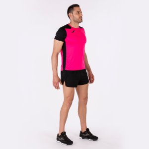 JOMA RECORD II SHORT SLEEVE T-SHIRT FLUOR PINK BLACK