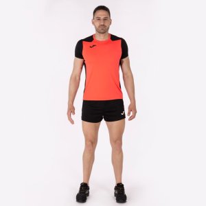JOMA RECORD II SHORT SLEEVE T-SHIRT FLUOR CORAL BLACK