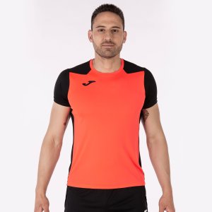 JOMA RECORD II SHORT SLEEVE T-SHIRT FLUOR CORAL BLACK