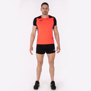 JOMA RECORD II SHORT SLEEVE T-SHIRT FLUOR CORAL BLACK