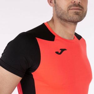 JOMA RECORD II SHORT SLEEVE T-SHIRT FLUOR CORAL BLACK