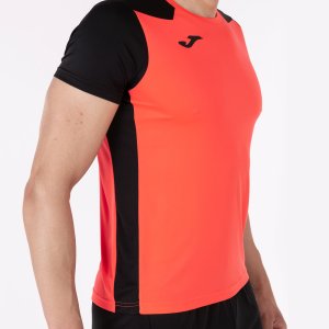 JOMA RECORD II SHORT SLEEVE T-SHIRT FLUOR CORAL BLACK