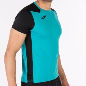 JOMA RECORD II SHORT SLEEVE T-SHIRT TURQUOISE BLACK