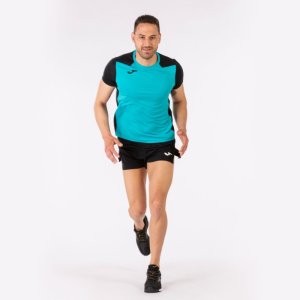 JOMA RECORD II SHORT SLEEVE T-SHIRT TURQUOISE BLACK