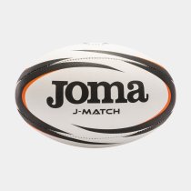 JOMA J-MATCH RUGBY BALL WHITE BLACK ORANGE