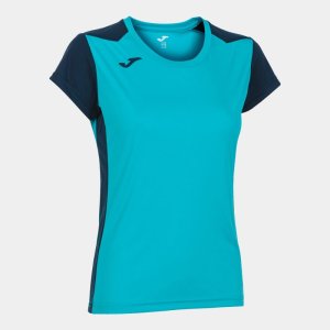 JOMA RECORD II SHORT SLEEVE T-SHIRT FLUOR TURQUOISE-NAVY