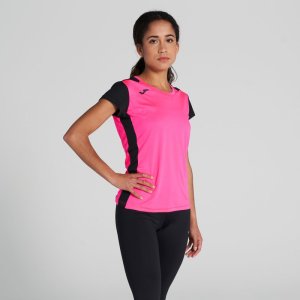 JOMA RECORD II SHORT SLEEVE T-SHIRT FLUOR PINK BLACK