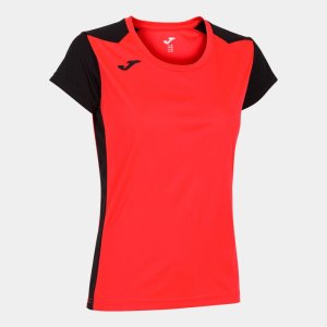 JOMA RECORD II SHORT SLEEVE T-SHIRT FLUOR CORAL BLACK