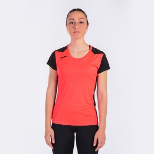 JOMA RECORD II SHORT SLEEVE T-SHIRT FLUOR CORAL BLACK
