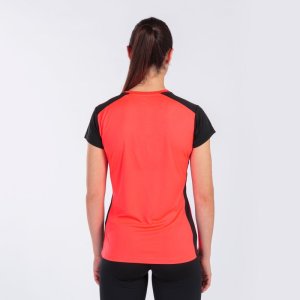 JOMA RECORD II SHORT SLEEVE T-SHIRT FLUOR CORAL BLACK