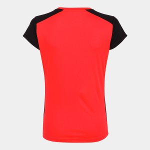 JOMA RECORD II SHORT SLEEVE T-SHIRT FLUOR CORAL BLACK
