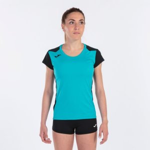 JOMA RECORD II SHORT SLEEVE T-SHIRT TURQUOISE BLACK