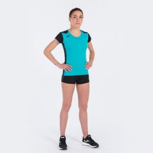 JOMA RECORD II SHORT SLEEVE T-SHIRT TURQUOISE BLACK