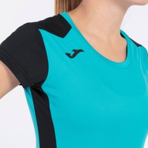 JOMA RECORD II SHORT SLEEVE T-SHIRT TURQUOISE BLACK