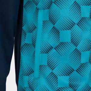 JOMA SUPERNOVA III ZIP-UP HOODIE NAVY FLUOR TURQUOISE