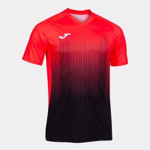 JOMA TIGER IV SHORT SLEEVE T-SHIRT BLACK FLUOR CORAL
