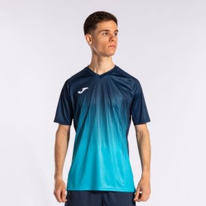 JOMA TIGER IV SHORT SLEEVE T-SHIRT FLUOR TURQUOISE-NAVY