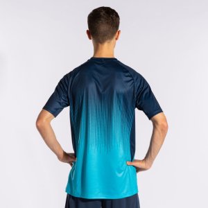 JOMA TIGER IV SHORT SLEEVE T-SHIRT FLUOR TURQUOISE-NAVY