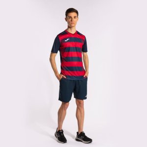 JOMA EUROPA V SHORT SLEEVE T-SHIRT NAVY RED