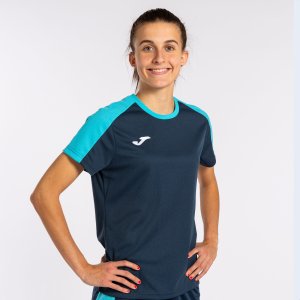 JOMA ECO CHAMPIONSHIP SHORT SLEEVE T-SHIRT NAVY FLUOR TURQUOISE